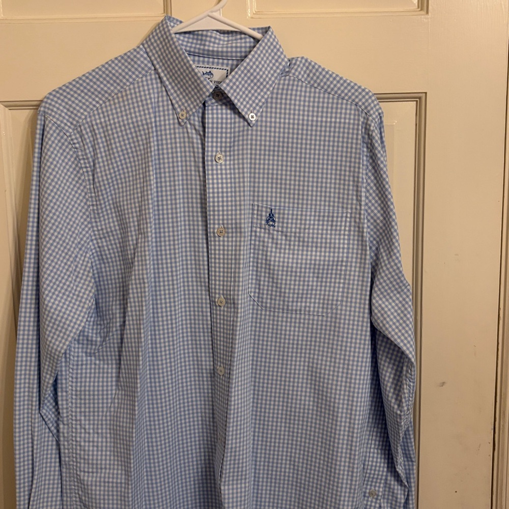 Southern Tide Light Blue The Citadel “Spike” Gingham Shirt
